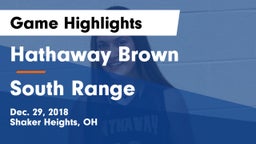 Hathaway Brown  vs South Range Game Highlights - Dec. 29, 2018