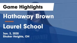 Hathaway Brown  vs Laurel School Game Highlights - Jan. 3, 2020