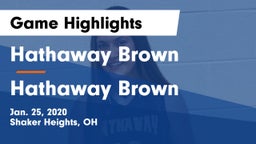 Hathaway Brown  vs Hathaway Brown  Game Highlights - Jan. 25, 2020