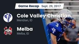 Recap: Cole Valley Christian  vs. Melba  2017