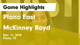 Plano East  vs McKinney Boyd  Game Highlights - Dec. 11, 2018