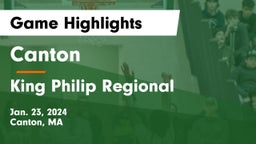 Canton   vs King Philip Regional  Game Highlights - Jan. 23, 2024