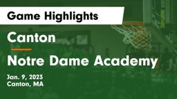 Canton   vs Notre Dame Academy Game Highlights - Jan. 9, 2023