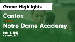 Canton   vs Notre Dame Academy Game Highlights - Feb. 1, 2023