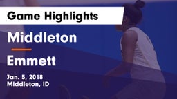 Middleton  vs Emmett  Game Highlights - Jan. 5, 2018