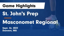 St. John's Prep vs Masconomet Regional  Game Highlights - Sept. 26, 2022