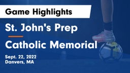 St. John's Prep vs Catholic Memorial  Game Highlights - Sept. 22, 2022