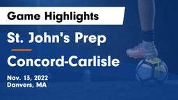 St. John's Prep vs Concord-Carlisle  Game Highlights - Nov. 13, 2022
