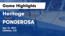 Heritage  vs PONDEROSA  Game Highlights - Jan 13, 2017