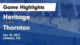 Heritage  vs Thornton  Game Highlights - Jan 10, 2017