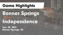 Bonner Springs  vs Independence  Game Highlights - Jan. 28, 2022