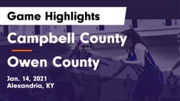 Campbell County  vs Owen County  Game Highlights - Jan. 14, 2021