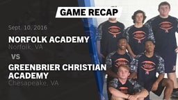 Recap: Norfolk Academy vs. Greenbrier Christian Academy  2016