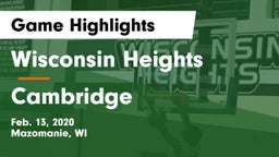 Wisconsin Heights  vs Cambridge  Game Highlights - Feb. 13, 2020