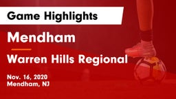Mendham  vs Warren Hills Regional  Game Highlights - Nov. 16, 2020