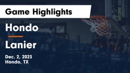 Hondo  vs Lanier  Game Highlights - Dec. 2, 2023