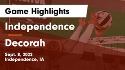 Independence  vs Decorah  Game Highlights - Sept. 8, 2022
