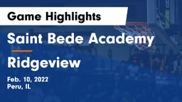 Saint Bede Academy vs Ridgeview  Game Highlights - Feb. 10, 2022