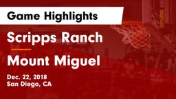 Scripps Ranch  vs Mount Miguel Game Highlights - Dec. 22, 2018