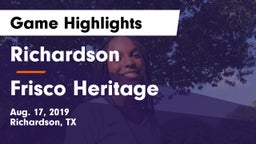 Richardson  vs Frisco Heritage  Game Highlights - Aug. 17, 2019