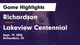 Richardson  vs Lakeview Centennial  Game Highlights - Sept. 19, 2020
