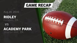 Recap: Ridley  vs. Academy Park  2016