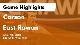 Carson  vs East Rowan Game Highlights - Jan. 30, 2018