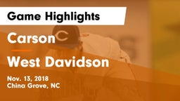 Carson  vs West Davidson  Game Highlights - Nov. 13, 2018