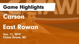 Carson  vs East Rowan Game Highlights - Jan. 11, 2019