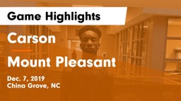 Carson  vs Mount Pleasant  Game Highlights - Dec. 7, 2019