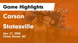Carson  vs Statesville  Game Highlights - Jan. 21, 2020