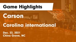 Carson  vs Carolina international Game Highlights - Dec. 22, 2021