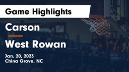 Carson  vs West Rowan  Game Highlights - Jan. 20, 2023