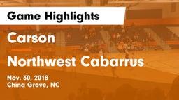 Carson  vs Northwest Cabarrus  Game Highlights - Nov. 30, 2018