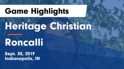 Heritage Christian  vs Roncalli  Game Highlights - Sept. 30, 2019