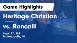 Heritage Christian  vs vs. Roncalli Game Highlights - Sept. 27, 2021