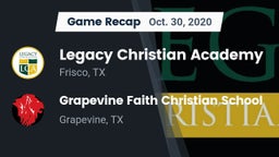 Recap: Legacy Christian Academy  vs. Grapevine Faith Christian School 2020