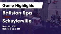 Ballston Spa  vs Schuylerville  Game Highlights - Nov. 29, 2022