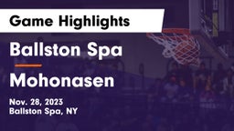 Ballston Spa  vs Mohonasen  Game Highlights - Nov. 28, 2023