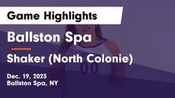 Ballston Spa  vs Shaker  (North Colonie) Game Highlights - Dec. 19, 2023