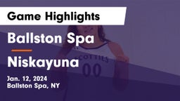 Ballston Spa  vs Niskayuna  Game Highlights - Jan. 12, 2024