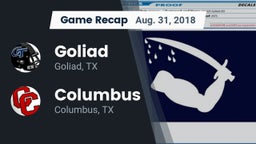 Recap: Goliad  vs. Columbus  2018