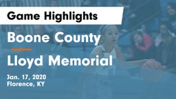 Boone County  vs Lloyd Memorial  Game Highlights - Jan. 17, 2020