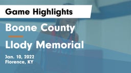 Boone County  vs Llody Memorial Game Highlights - Jan. 10, 2022