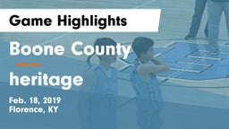 Boone County  vs heritage Game Highlights - Feb. 18, 2019
