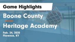 Boone County  vs Heritage Academy Game Highlights - Feb. 24, 2020