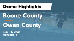 Boone County  vs Owen County  Game Highlights - Feb. 16, 2022