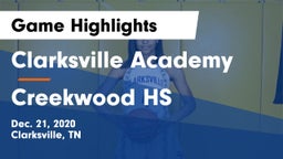 Clarksville Academy vs Creekwood HS Game Highlights - Dec. 21, 2020