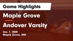 Maple Grove  vs Andover Varsity Game Highlights - Jan. 7, 2020