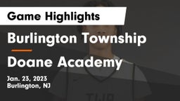 Burlington Township  vs Doane Academy  Game Highlights - Jan. 23, 2023